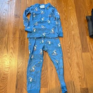 Hanna Andersson Blue Pajama Set with Bicycle Design